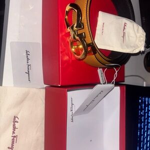 Salvatore Ferragamo Gold and Black Belt